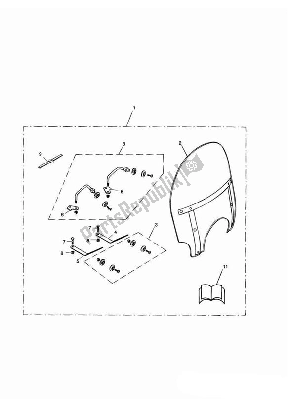 All parts for the Roadster Screen Kit of the Triumph America Carburettor 790 2002 - 2007